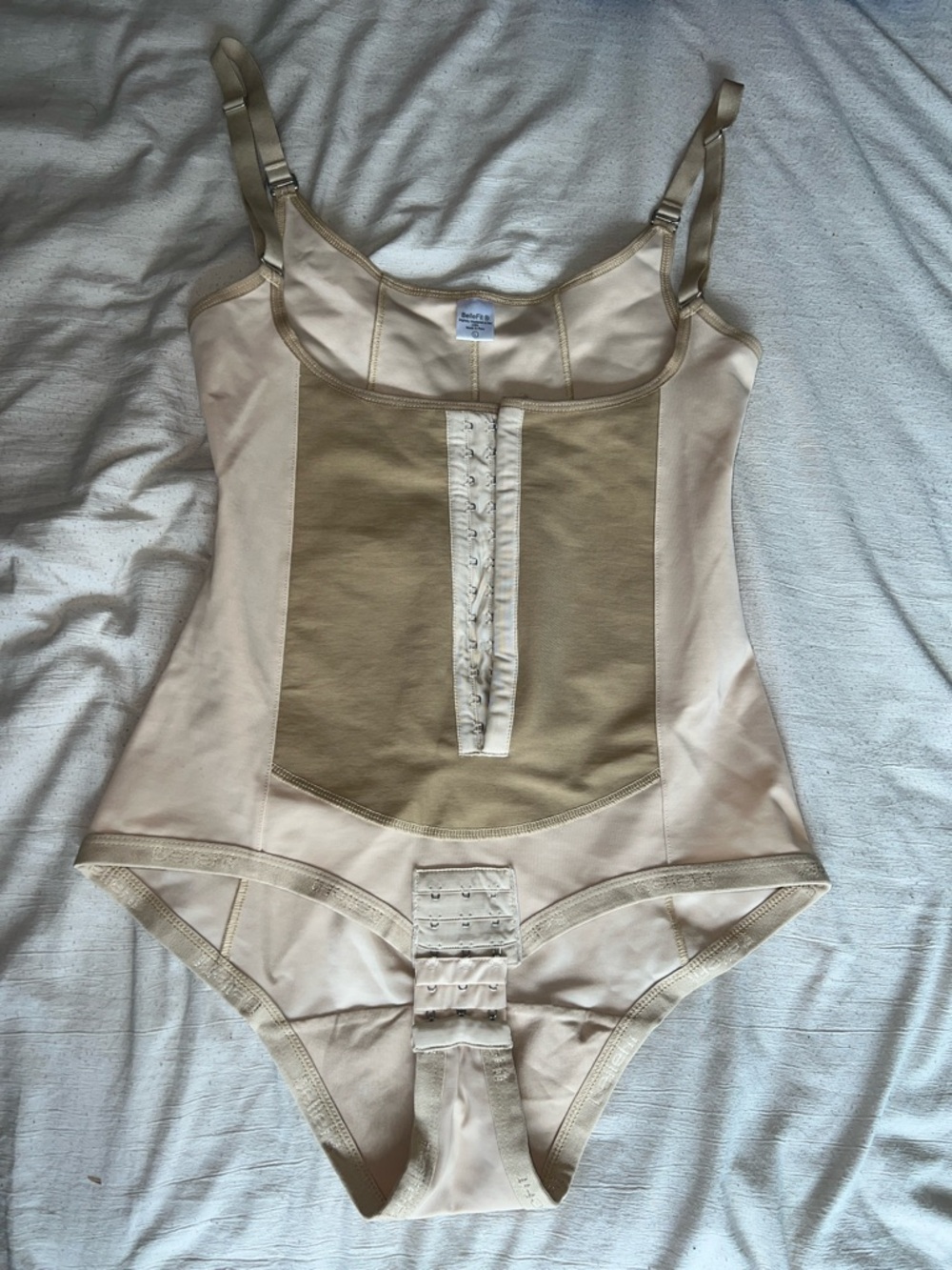 Shapewear Bodysuit with Front Hook Closure - Beige